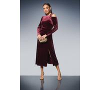 Debenhams Asymmetric Neck Velvet Midi Dress In Plum plum 10