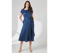 Debenhams Asymmetric Neckline Pinstripe Midi Dress In Navy navy 20