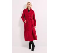 Debenhams Belted Longline Midi Coat In Red red 12