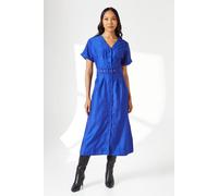 Debenhams Belted Organza Shirt Dress In Blue blue