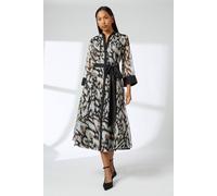 Debenhams Black Belted Contrast Detail Collarless Shirt Dress black 16
