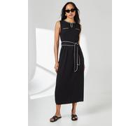 Debenhams Black Contrast Detail Belted Utility Midi Dress black 12