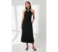 Debenhams Black Contrast Detail Halterneck Midi Dress black 14