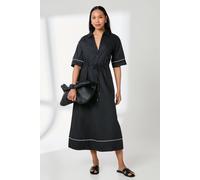 Debenhams Black Contrast Poplin Drawstring Midi Dress black 12