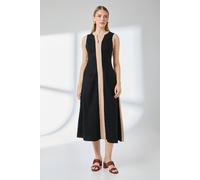 Debenhams Black Contrast Stripe Detail Linen Midi Dress black 10