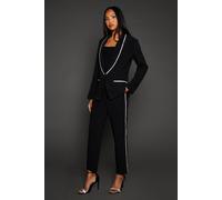 Debenhams Black Diamond Trim Tapered Trouser black 20