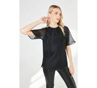 Debenhams Black Pleat Neck Top black 14