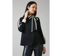Black Satin Contrast Detail Top Principles Black 12