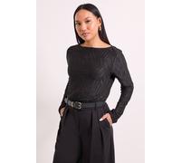 Debenhams Black Slash Neck With Pleated Side Seam Jersey Top black 14