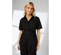 Debenhams Black Tie Waist Broderie Shirt Co Ord black 16
