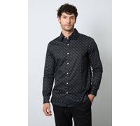 Debenhams Men's Black Tile Print Long Sleeve Shirt | Size: XL