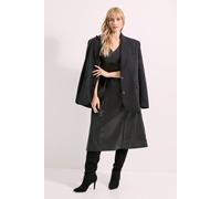 Debenhams Black V Neck Fit & Flare Pu Midi Dress black 10