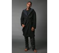 Debenhams Black Waffle Bonded Fleece Lined Hooded Dressing Gown black XXL