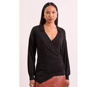 Debenhams Black Wrap Front Jersey Shirt black 18