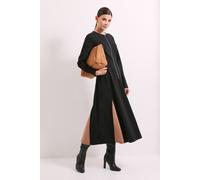 Debenhams Black Zip Front Contrast Detail Ponte Midi Dress black 10
