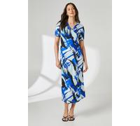 Debenhams Blue Abstract Print Wrap Jersey Midi Dress blue 20