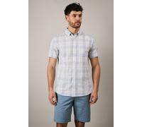 Debenhams Blue Fade Check Short Sleeve Shirt blue S