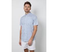 Debenhams Blue Leaf Print Short Sleeve Shirt blue
