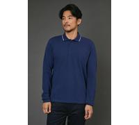 Debenhams Blue Long Sleeve Pique Polo Shirt blue