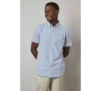 Debenhams Blue Seersucker Stripe Short Sleeve Shirt blue M