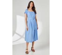 Debenhams Blue Square Neck Belted Linen Midi Dress blue 18