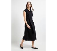 Principles Broderie Tie Waist Midi Shirt Dress, 20, Black