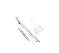 TWEEZERMAN Eyebrow Razor with Mini Slant Tweezer Set (Mini Slant Tweezer & Brow Razor Set), Silver