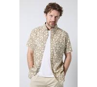 Debenhams Brown Leaf Print Oxford Short Sleeve Shirt brown