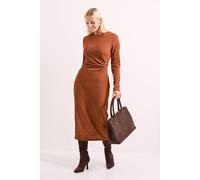 Debenhams Buckle Twist Front Crinkle Jersey Midi Dress In Ginger ginger 10
