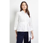 Principles Women's Button Through Broderie Belted Shirt in White | Size: 18 Principles White 18