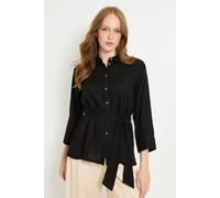 Principles Women's Button Through Linen Blend Belted Shirt in Black | Size: 18 Principles Black 18