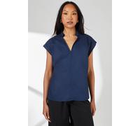 Debenhams Cap Sleeve Button Front Shirt In Navy navy 18