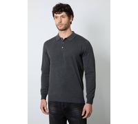 Debenhams Charcoal Long Sleeve Knitted Polo charcoal