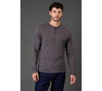 Debenhams Charcoal Long Sleeve Slub Grandad Neck T-Shirt charcoal L