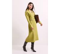 Debenhams Chartreuse Wrap Buckle Detail Crepe Midi Dress chartreuse 10