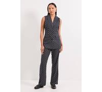Debenhams Check Detail Slant Pocket Straight Leg Trouser In Navy navy