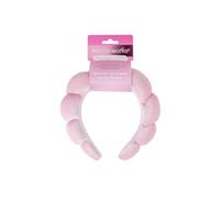 Brushworks Pink Cloud Beauty Headband - Ultra-Soft, Puffy Terry Cloth Headband for Skincare, Makeup & Face Washing, Comfortable, Non-Slip Design for Women, Girls