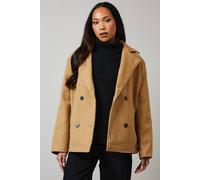 Debenhams Collar Detail Double Breasted Jacket In Beige beige