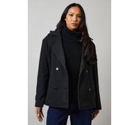 Debenhams Collar Detail Double Breasted Jacket In Black black S