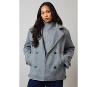 Debenhams Collar Detail Double Breasted Jacket In Grey grey S