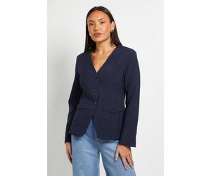 Debenhams Collarless Pocket Detail Blazer In Navy navy