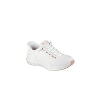 Skechers Women's Contour Foam Golden Hour Slip-On Sneakers, White Mesh/Duraleather/Leather/Rose Gold Trim, 4 UK