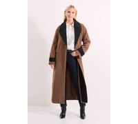 Debenhams Contrast Collared Coat In Chocolate chocolate 20