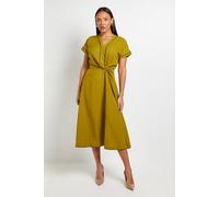 Debenhams Contrast Piped Twist Front Midi Dress In Olive olive