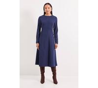Debenhams Contrast Seam Detail Fit & Flare Crepe Midi Dress In Navy navy 12