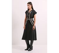 Debenhams Contrast Tie Waist Midi Dress In Black black