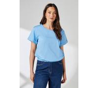 Debenhams Cotton Elasticated Hem Crew Neck Top In Bright Blue bright blue 10