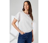 Debenhams Cotton Elasticated Hem Crew Neck Top In Ivory ivory 10