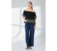 Principles Women's Crinkle Bardot Bubble Sleeve Top in Black | Size: 18 Principles Black 18