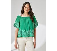 Principles Women's Crinkle Bardot Bubble Sleeve Top in Bright Green | Size: 12 Principles Bright Green 12